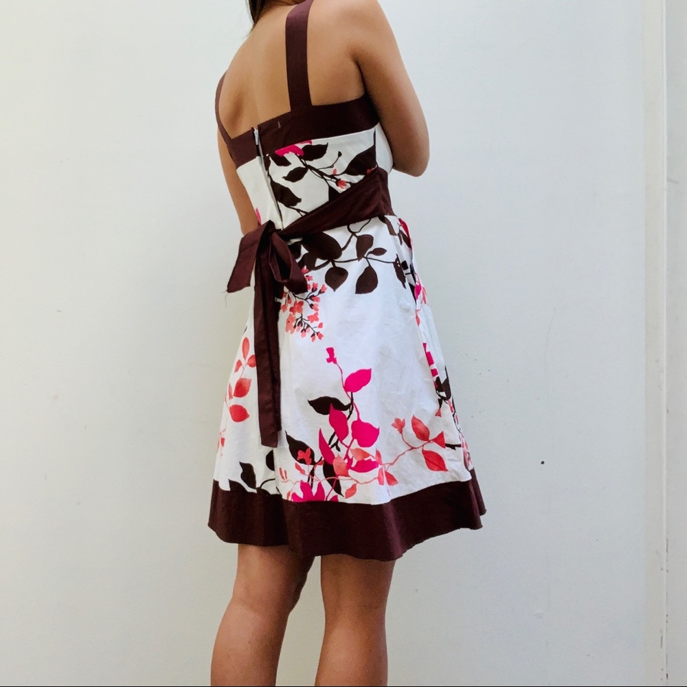 🌸 pink floral dress brown straps ribbon - Picture 4 of 6